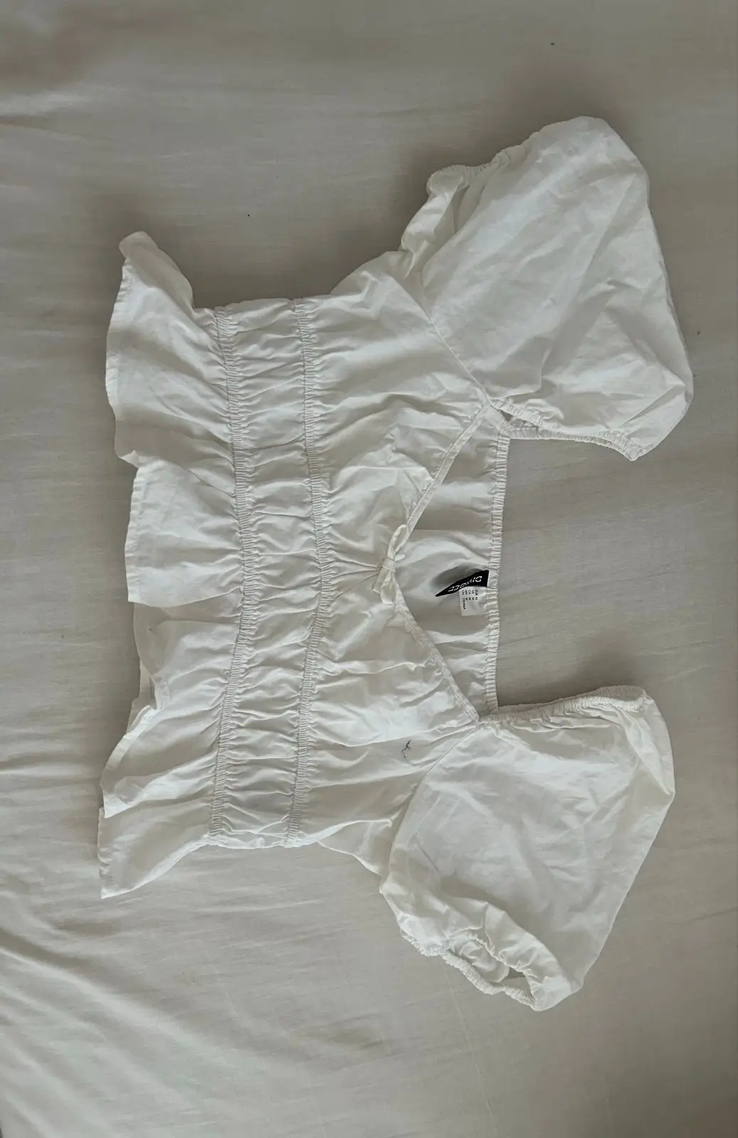 H&M White Ruffled Puff Sleeve Top