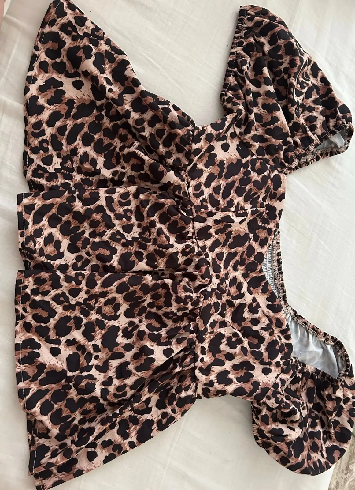 Shein Leopard Print Short Sleeve Top Large