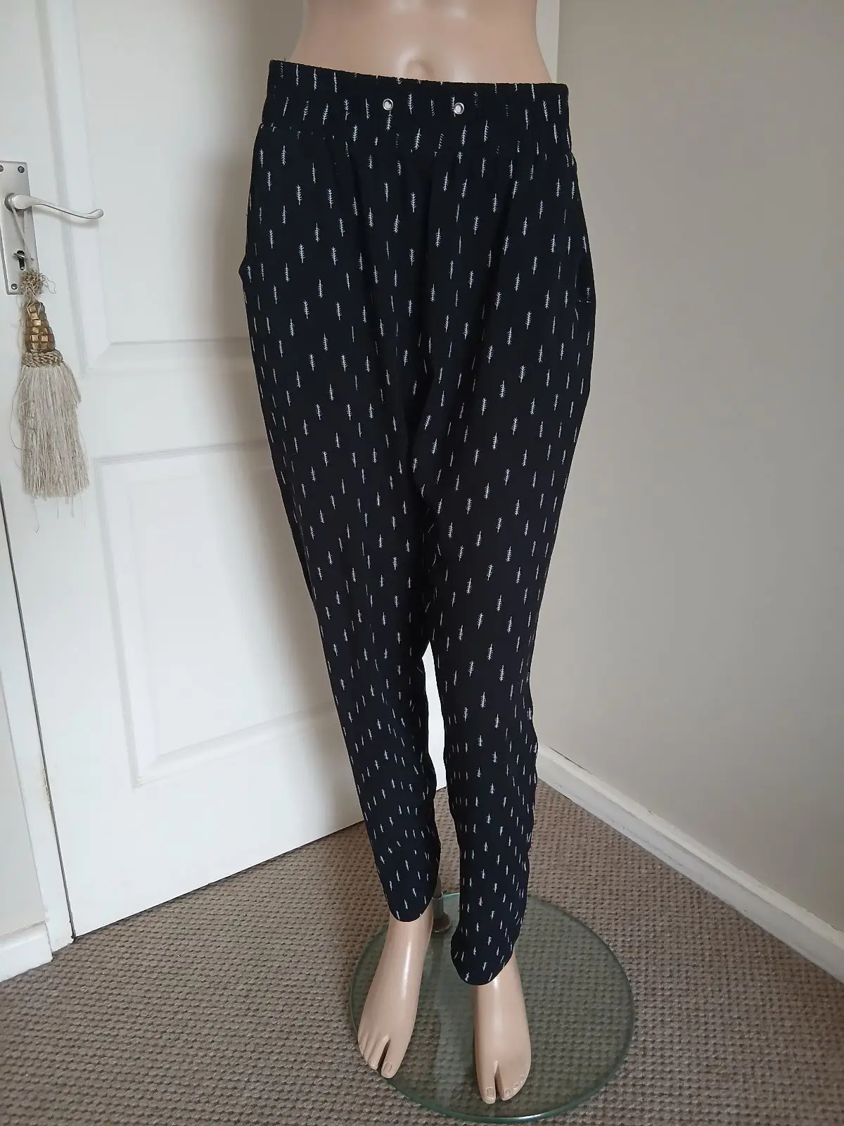 Lifestyle Black and White Patterned Trousers
