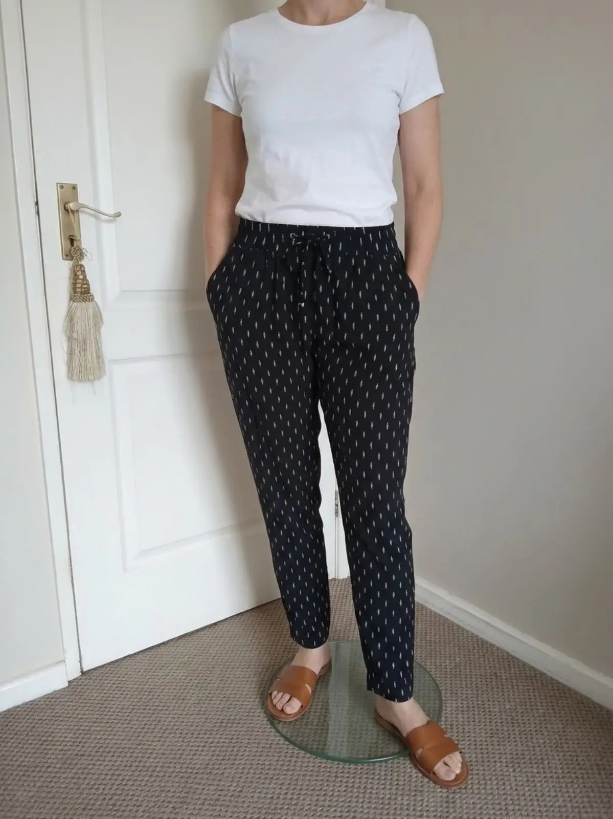 Lifestyle Black and White Patterned Trousers