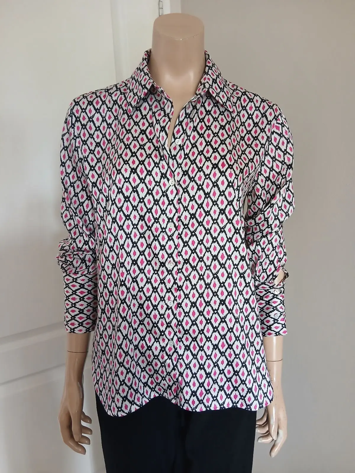 Mango Printed Button-Up Blouse