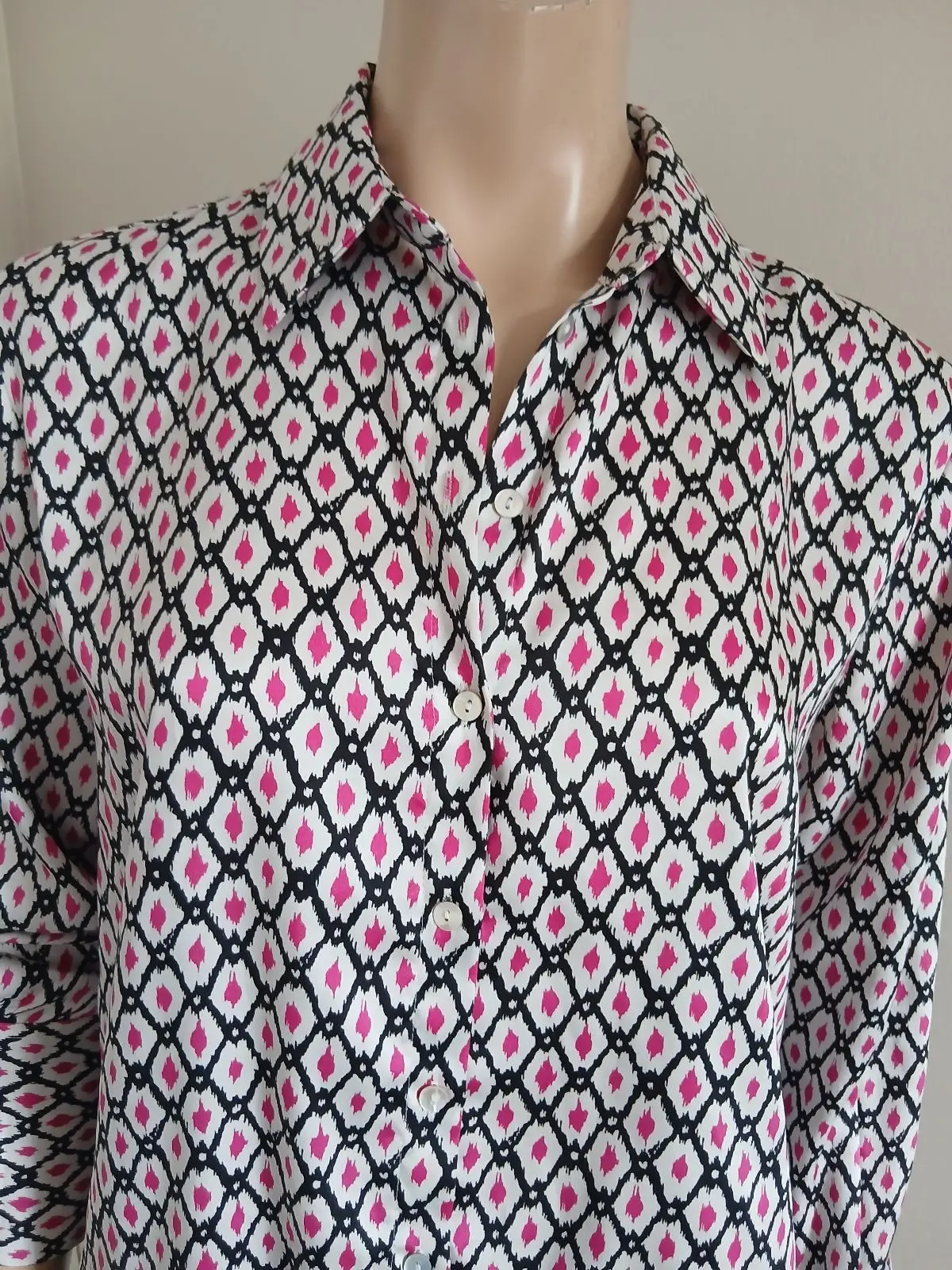 Mango Printed Button-Up Blouse
