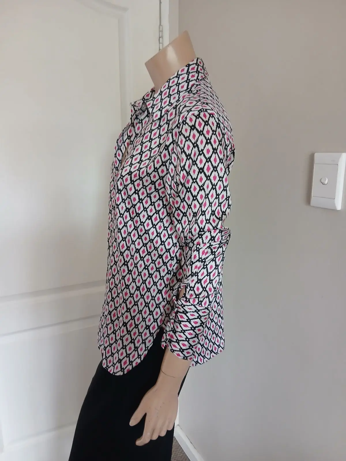 Mango Printed Button-Up Blouse