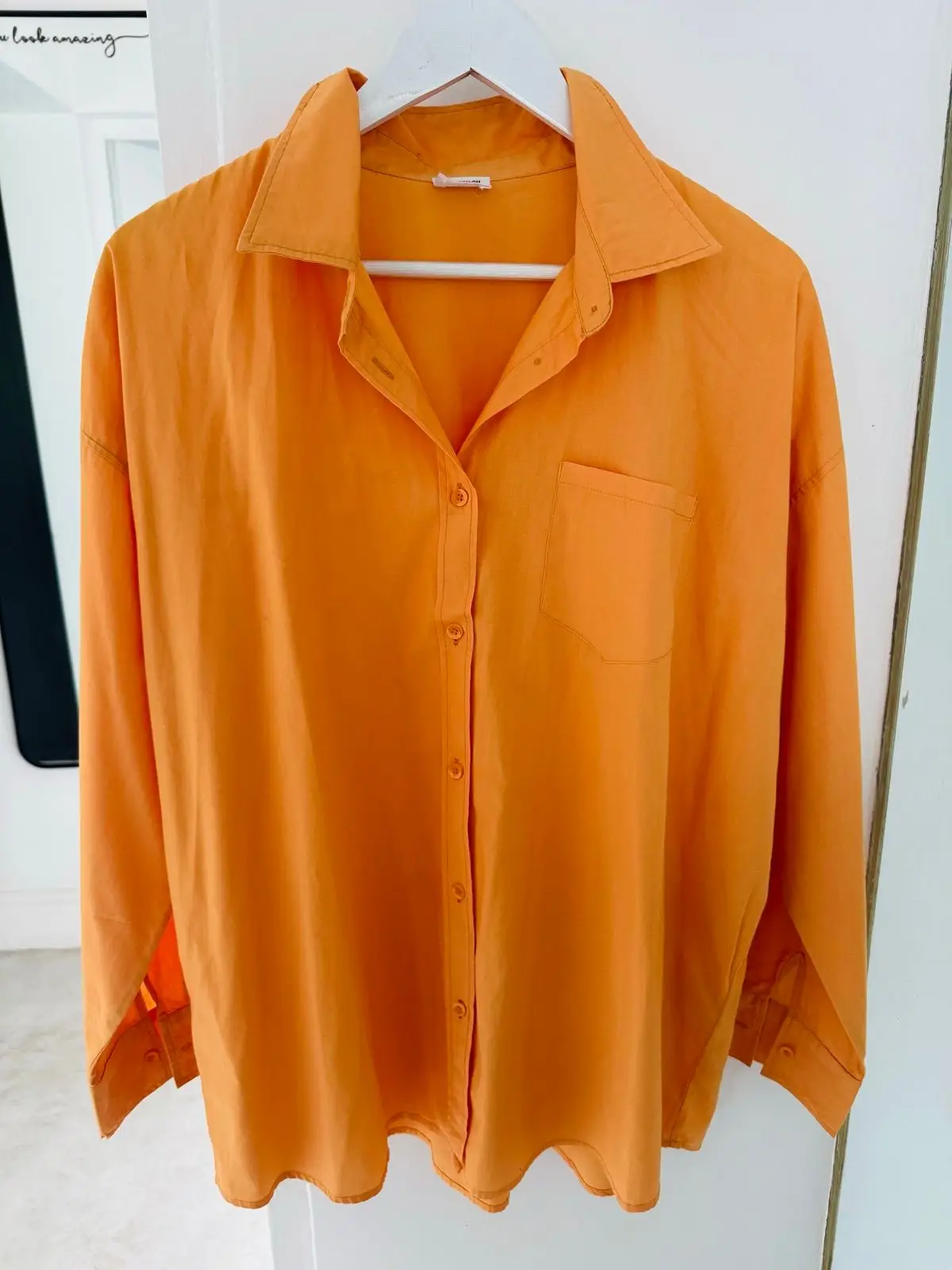 Cotton On Oversized Orange Button-Up Shirt Size S