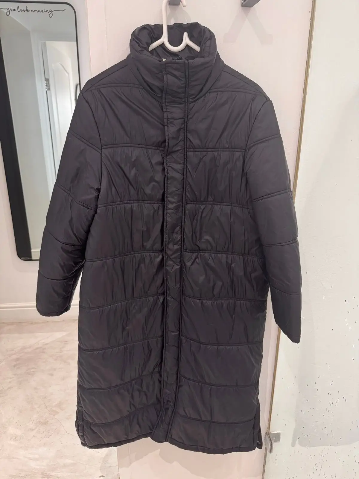 Refinery Black Longline Puffer Coat Size 12