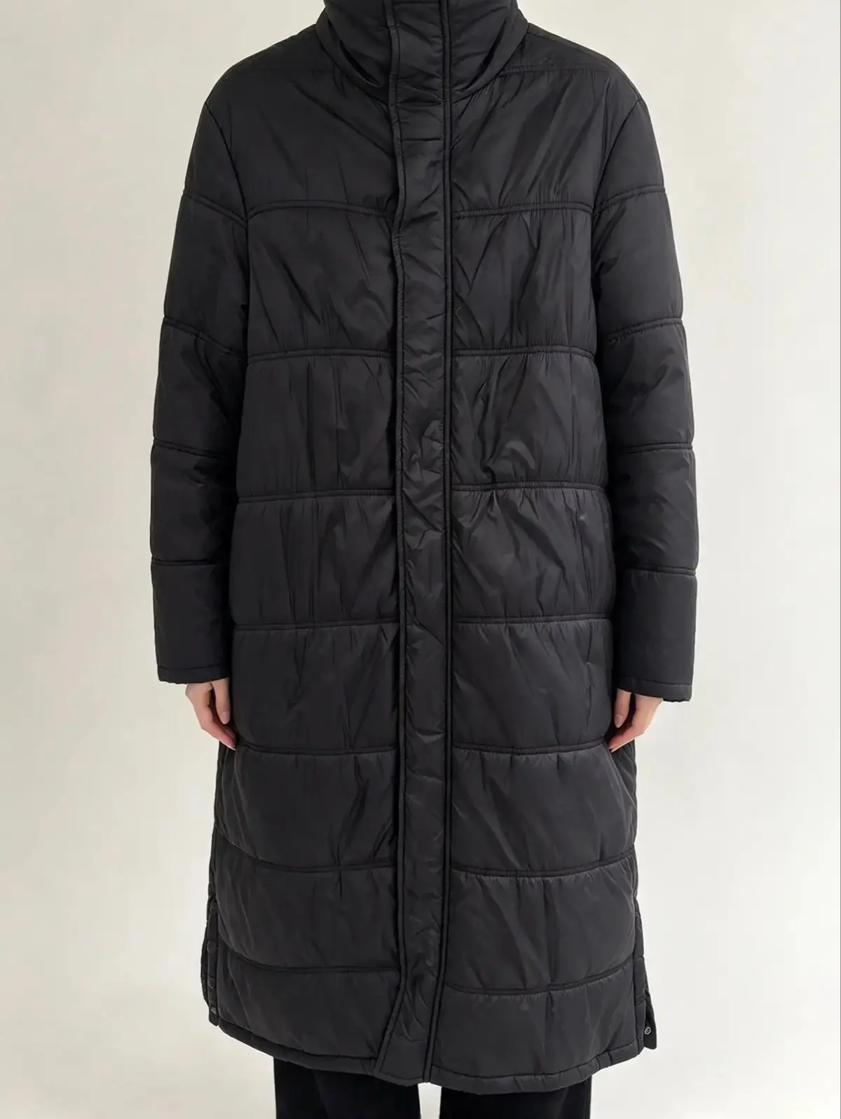 Refinery Black Longline Puffer Coat Size 12