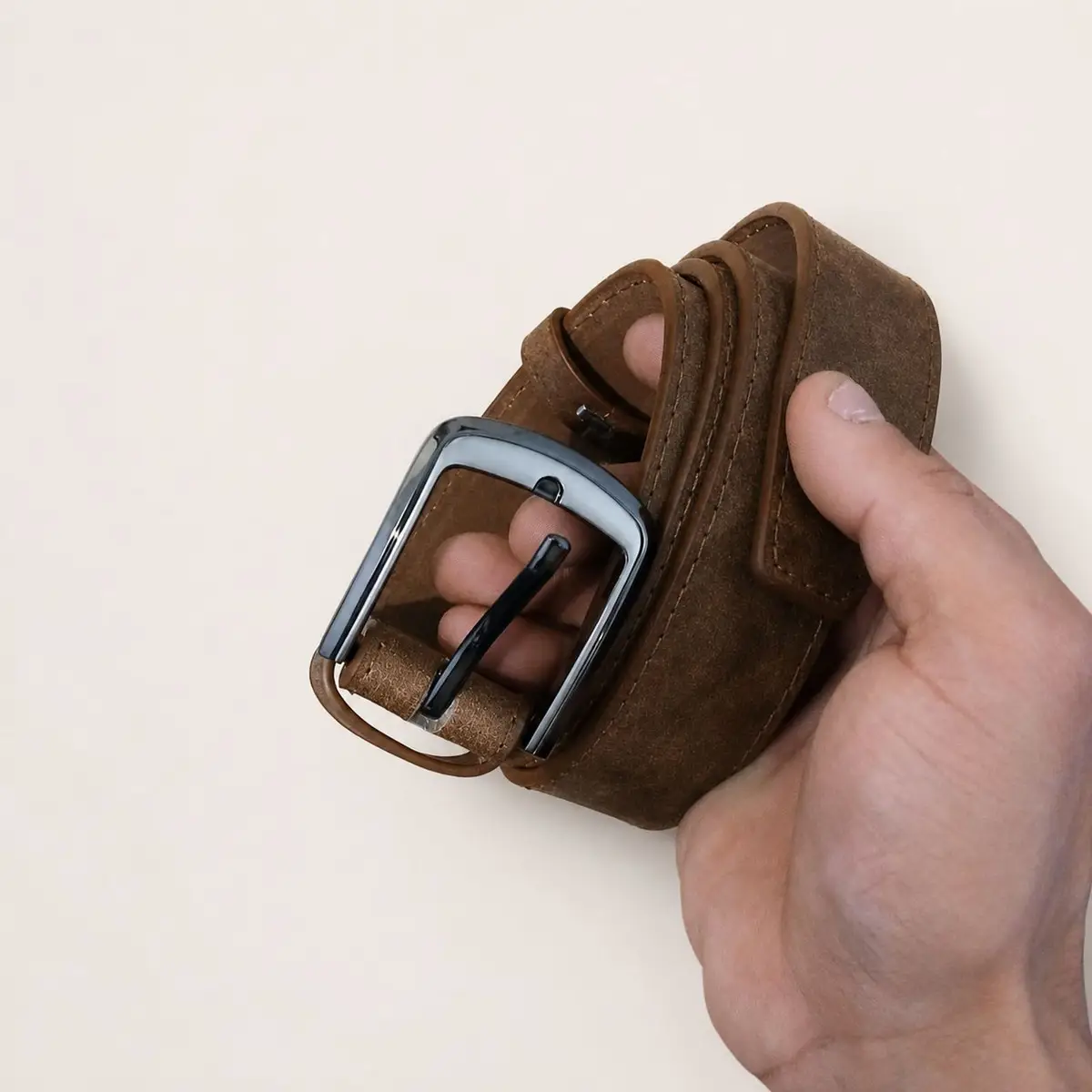 Brown Belt with Alloy Buckle