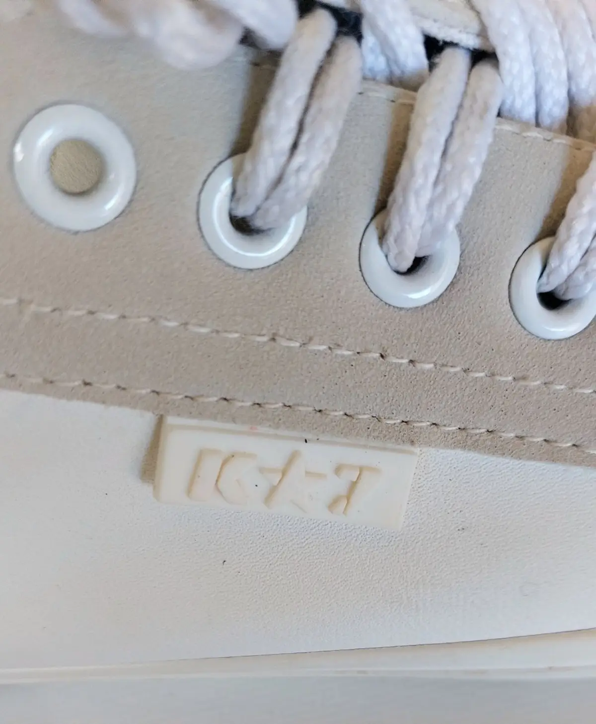 White and Beige Low-Top Sneakers Size 5