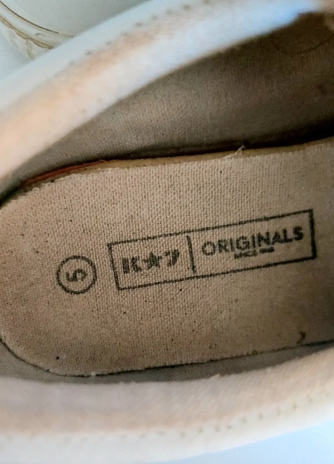 White and Beige Low-Top Sneakers Size 5