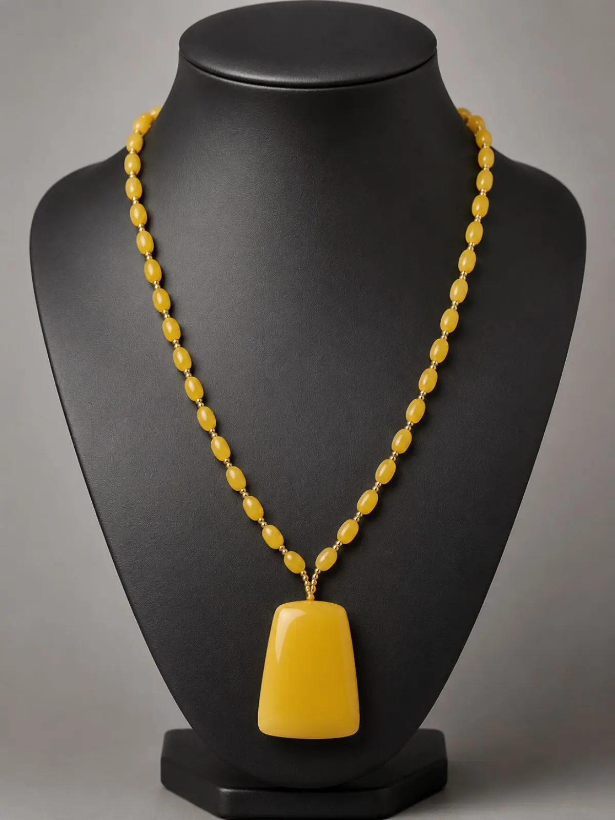 Yellow Beaded Pendant Necklace