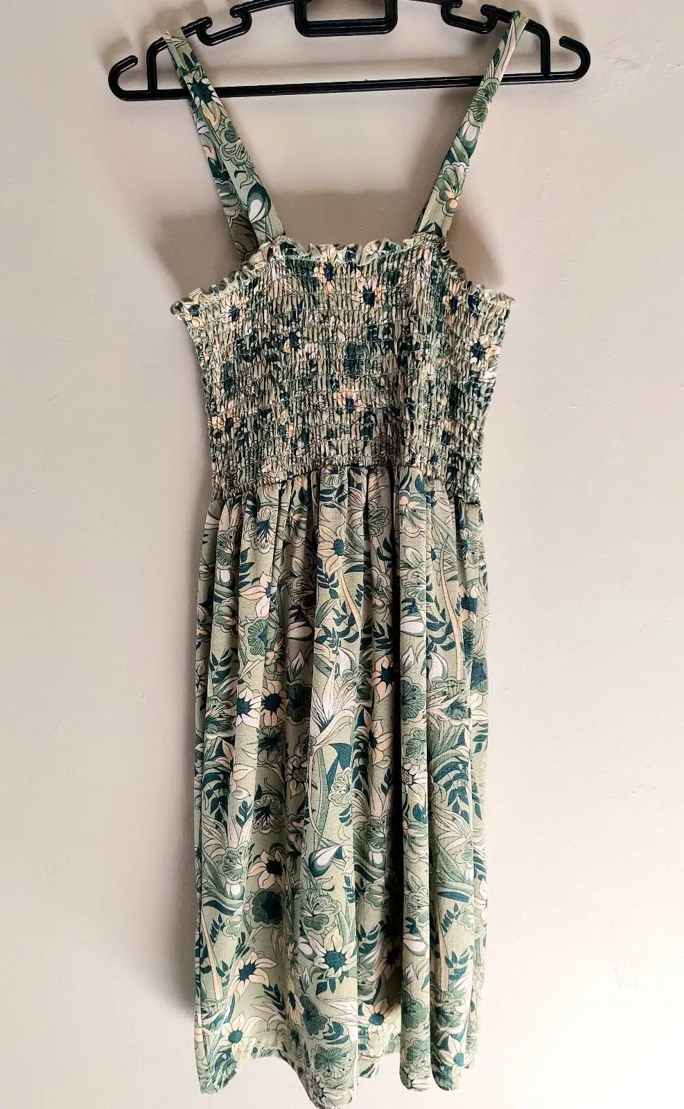 Green Floral Print Midi Dress