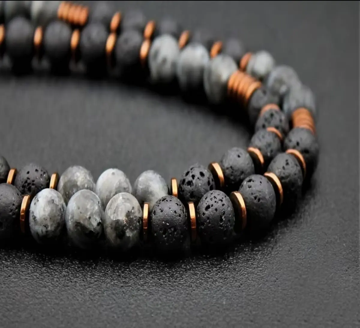 Beaded Bracelet with Textured and Smooth Beads
