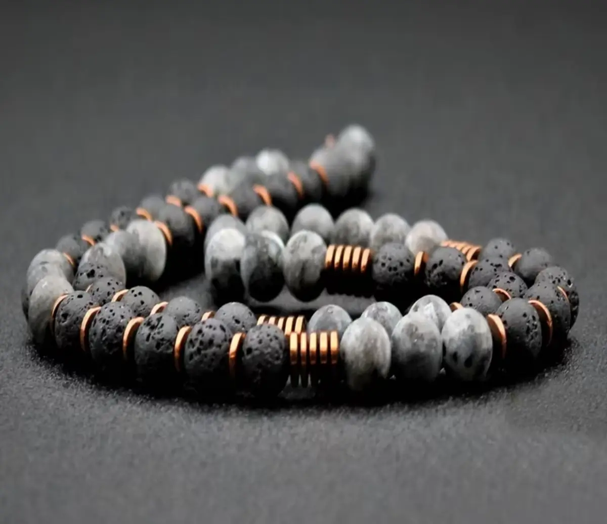 Beaded Bracelet with Textured and Smooth Beads