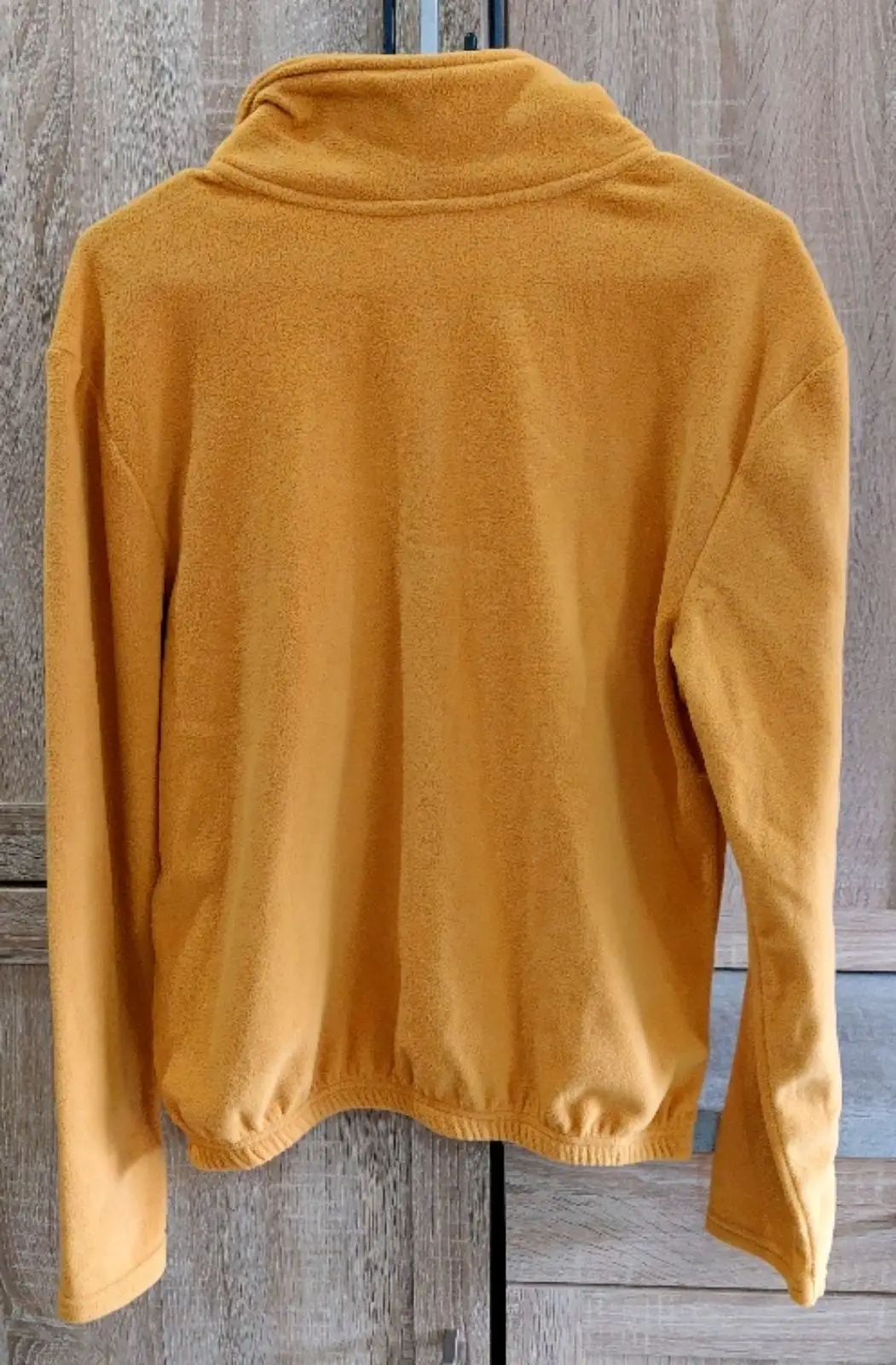 Yellow Fleece Quarter-Zip Pullover with Love Embroidery