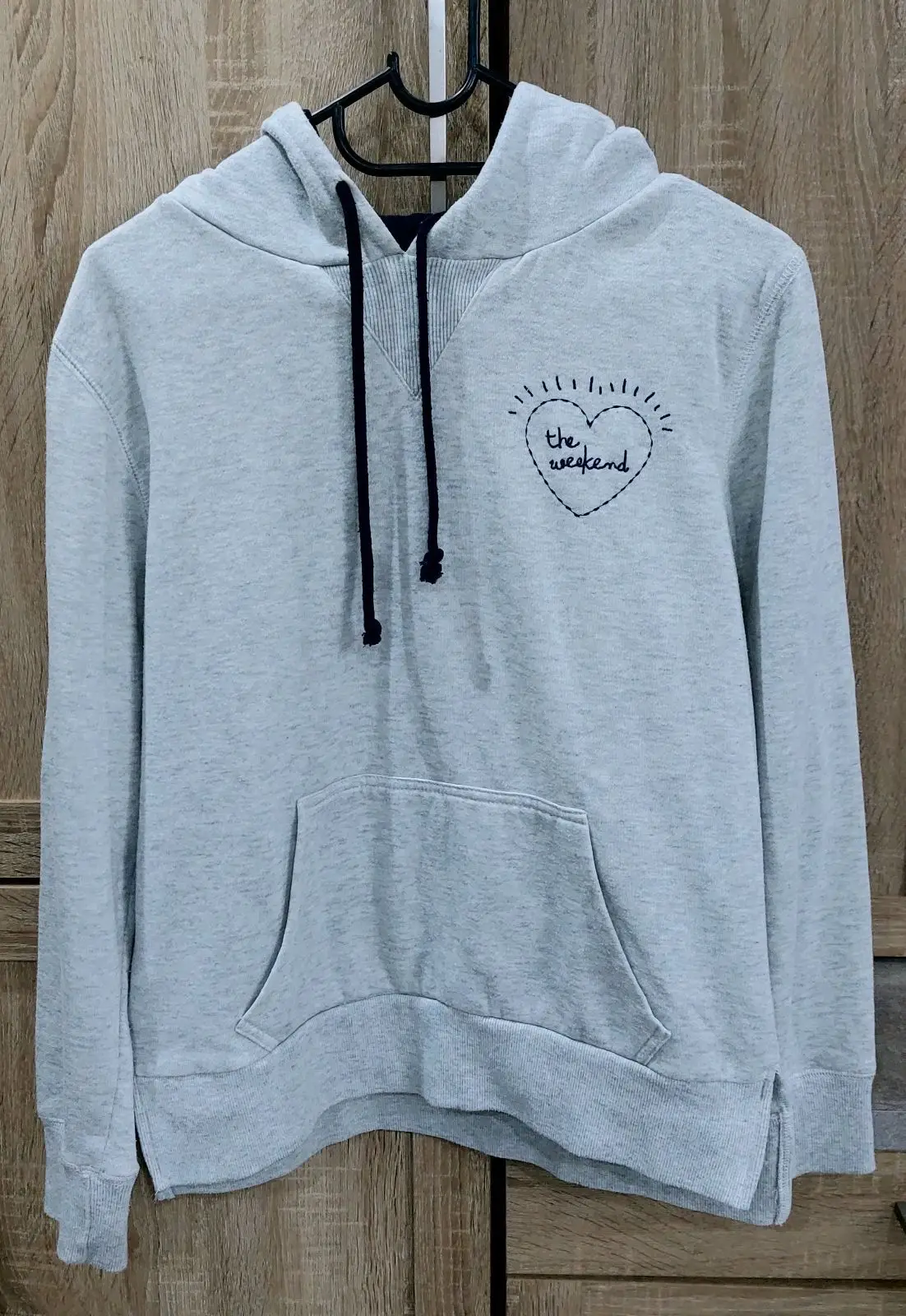 Grey The Weekend Heart Embroidered Hoodie