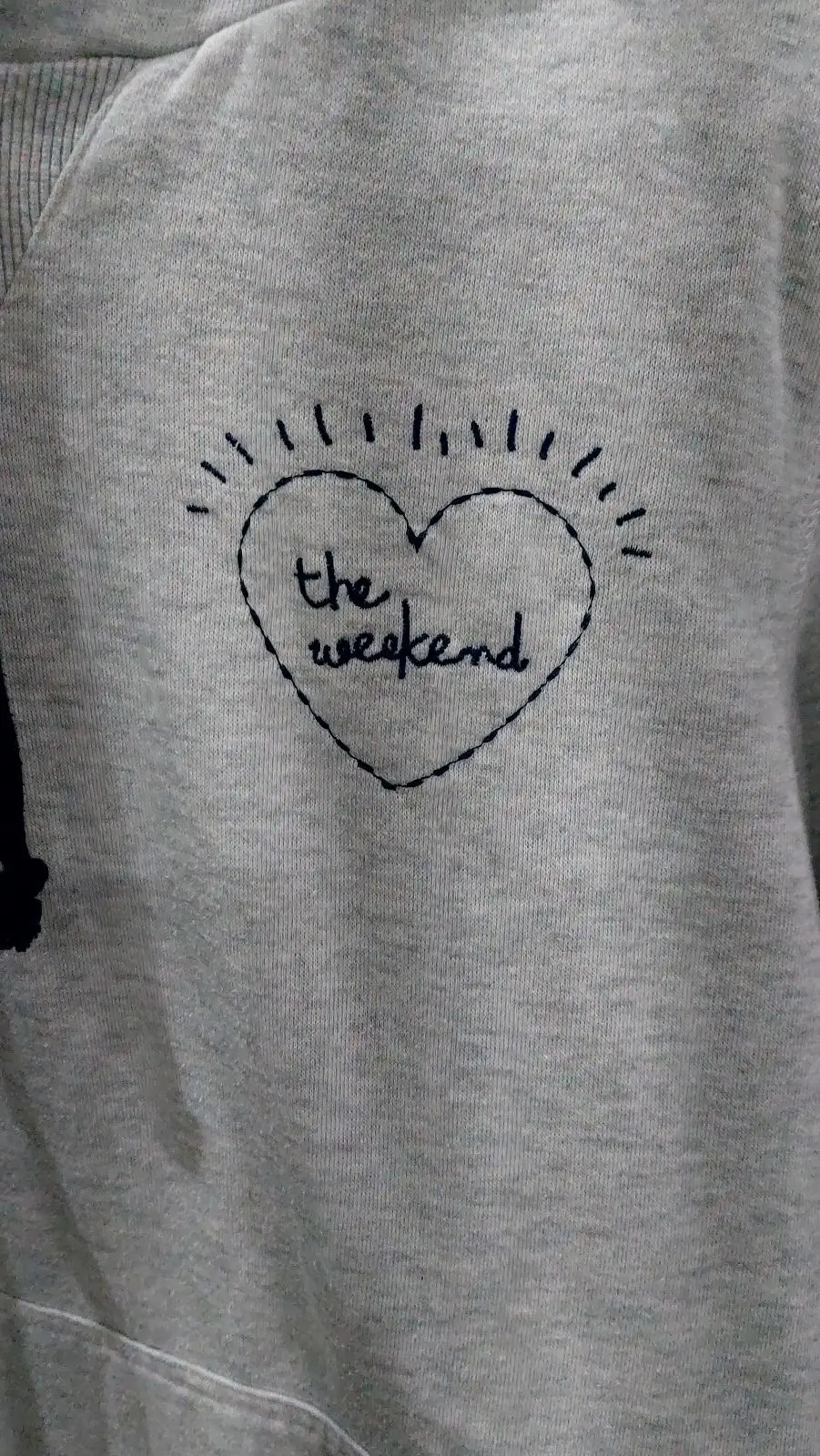 Grey The Weekend Heart Embroidered Hoodie