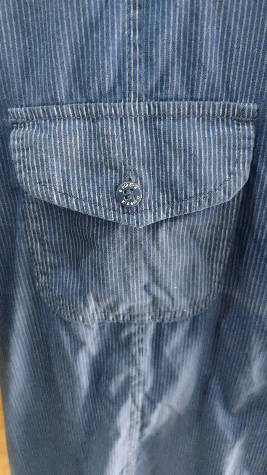 Blue Corduroy Short Sleeve Button-Up Shirt