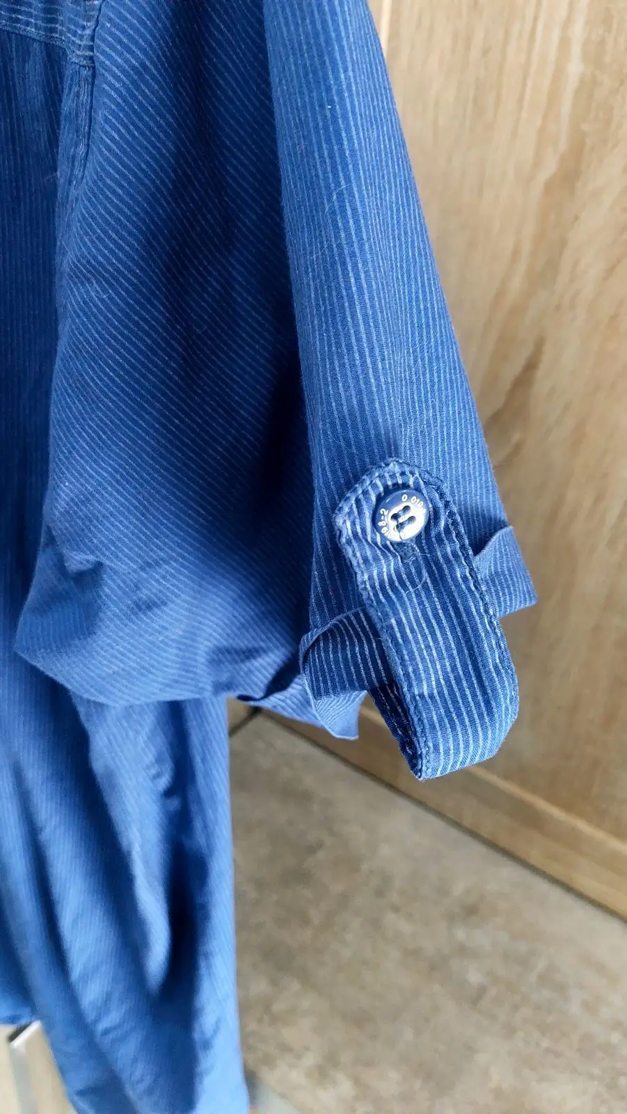 Blue Corduroy Short Sleeve Button-Up Shirt