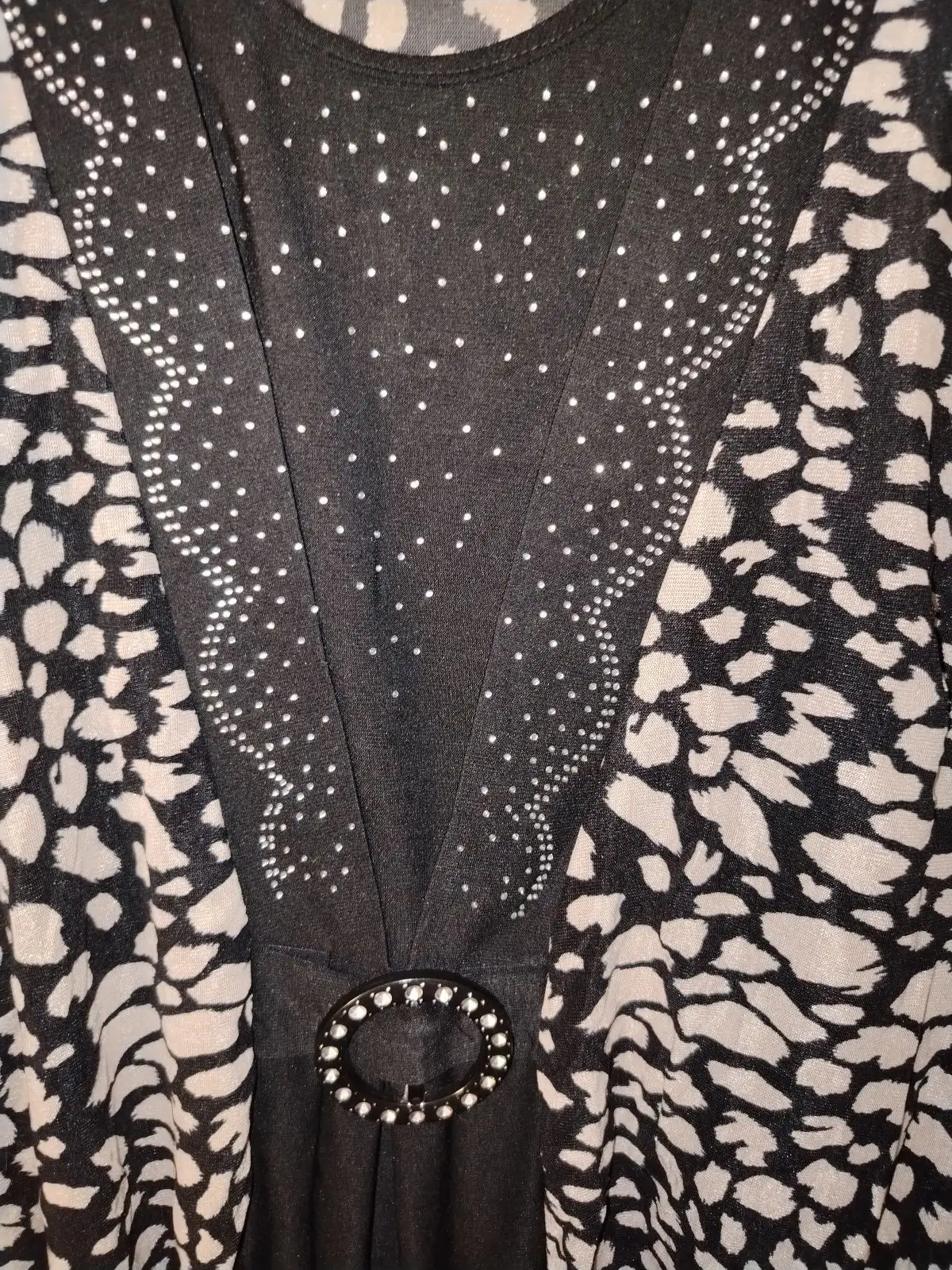 3ozz Animal Print Layered Look Top with Rhinestone Detail