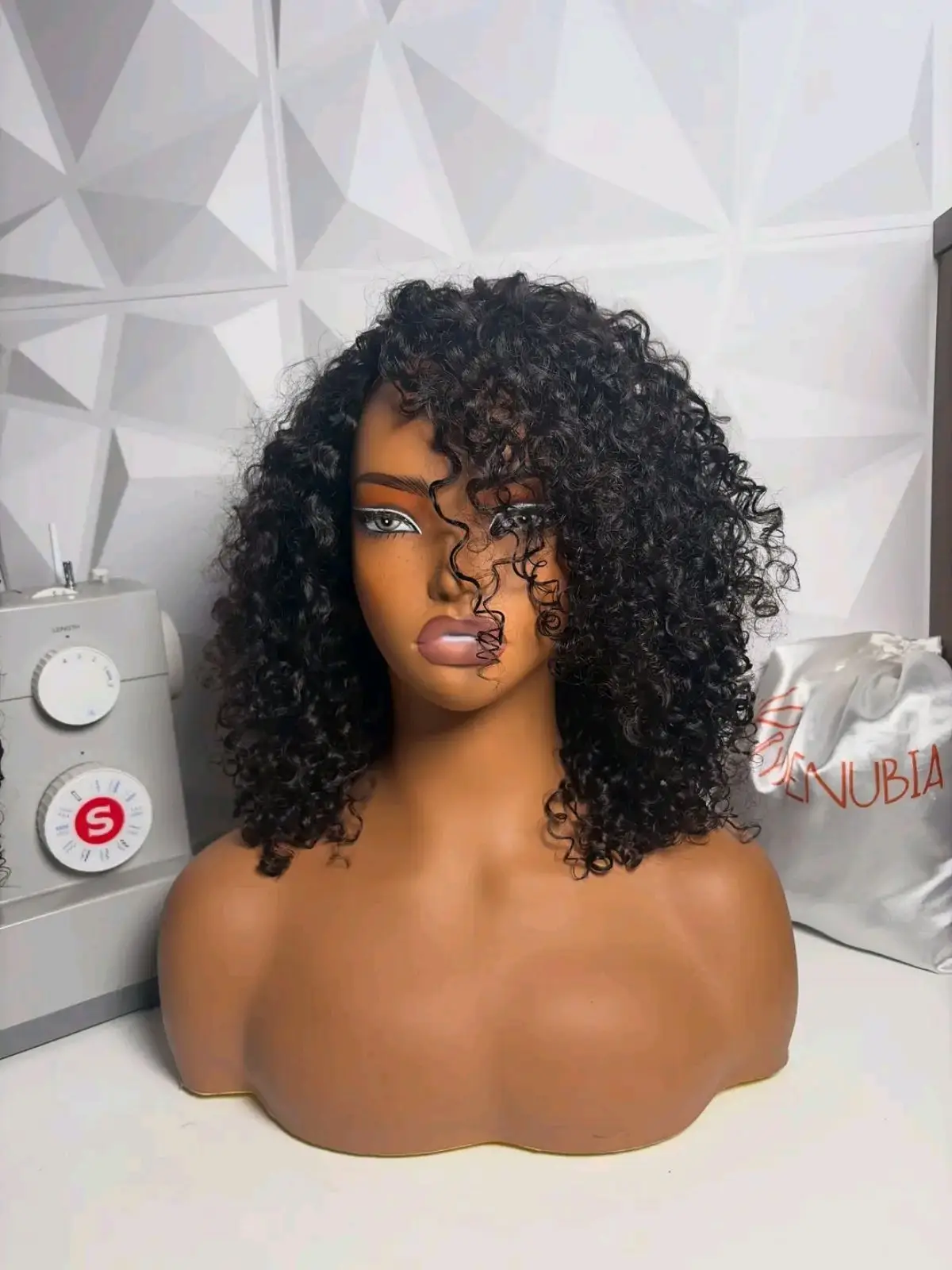Brazilian Brown Curly Half Wig 14 Inch