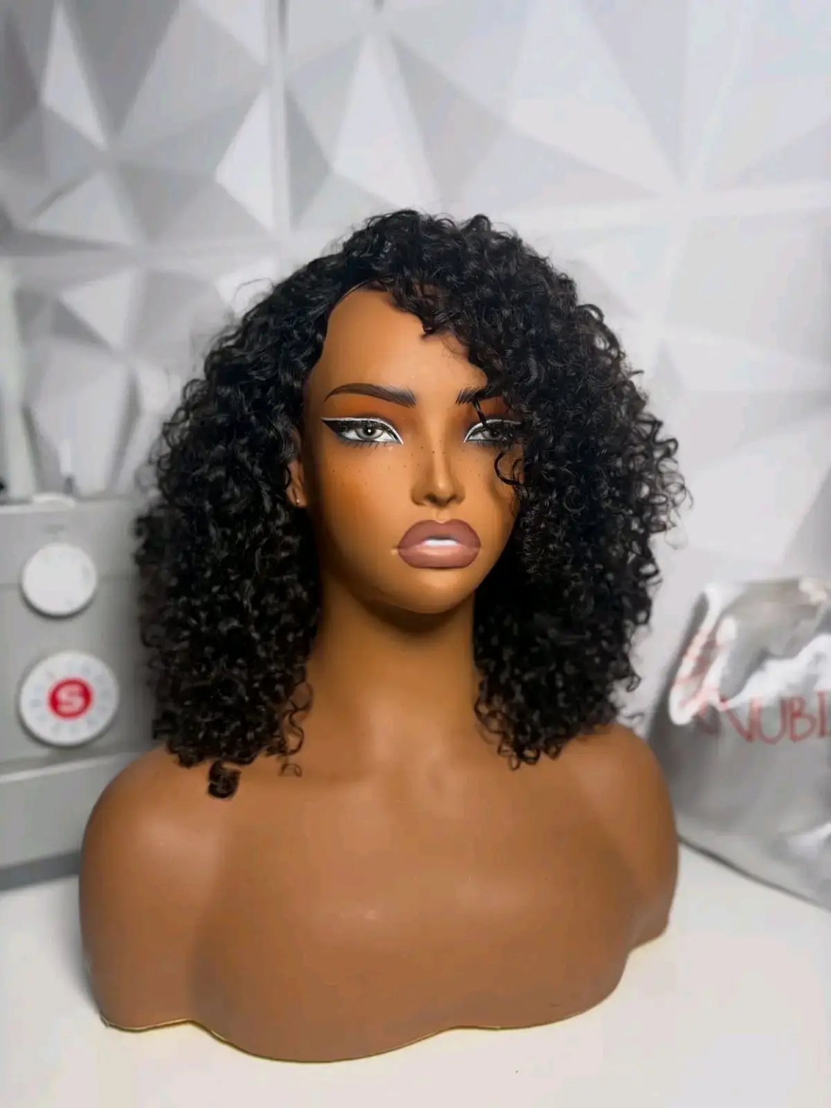 Brazilian Brown Curly Half Wig 14 Inch