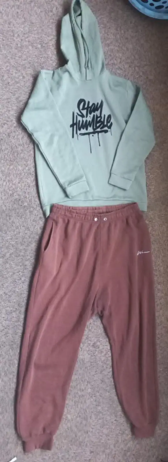 Boohoo Brown Trousers and Green Sage Hoodie Combo