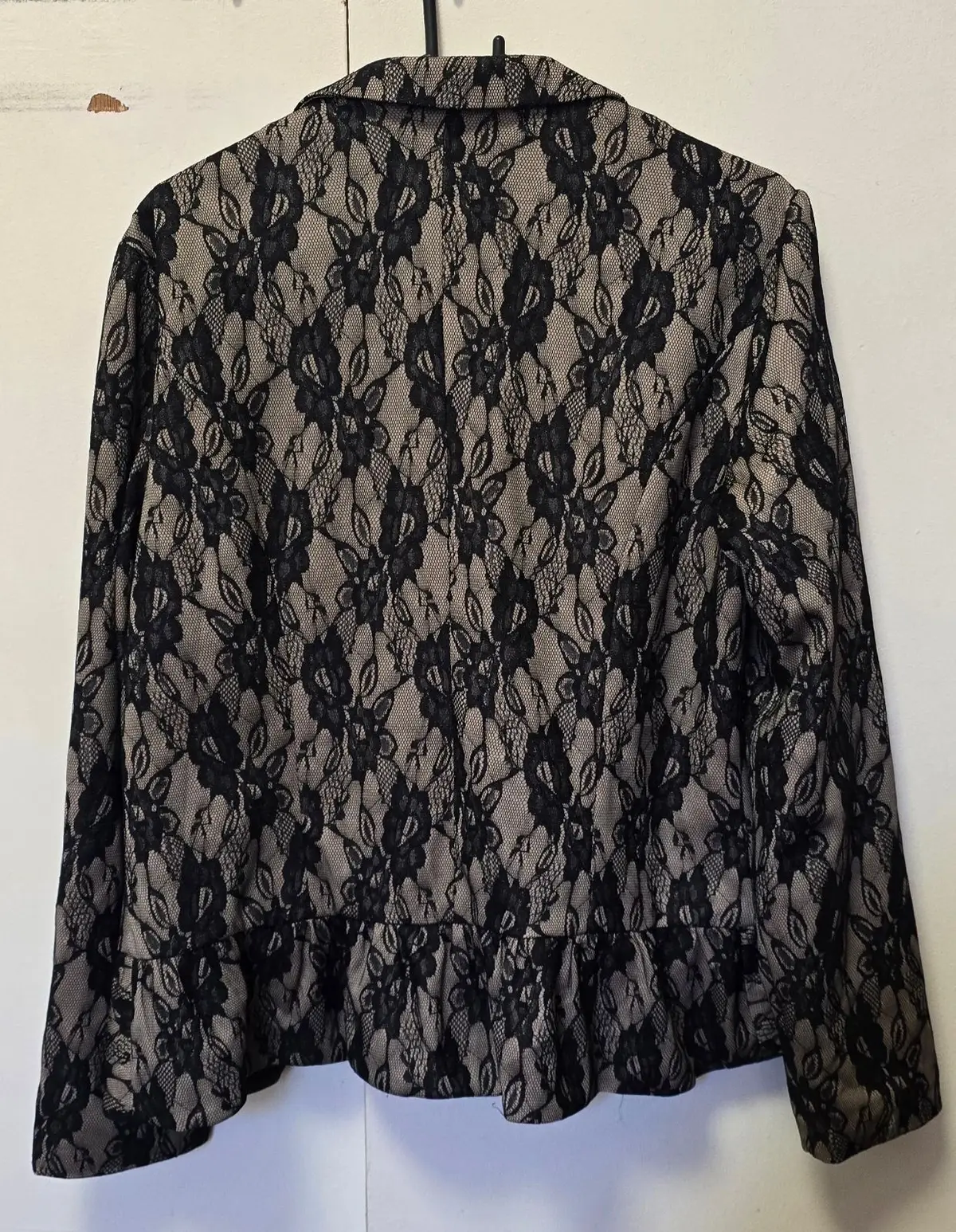 Black and Beige Lace Overlay Blazer