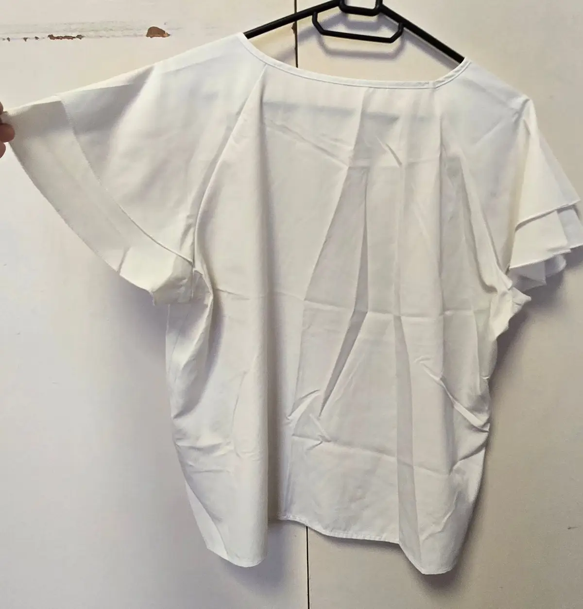 Shein White Short Sleeve Layered Ruffle Blouse XL