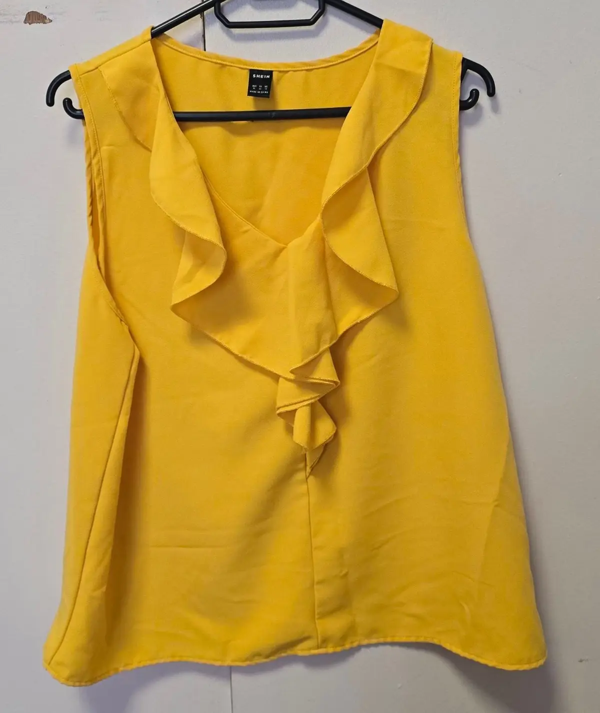 Shein Yellow Ruffle Sleeveless Top