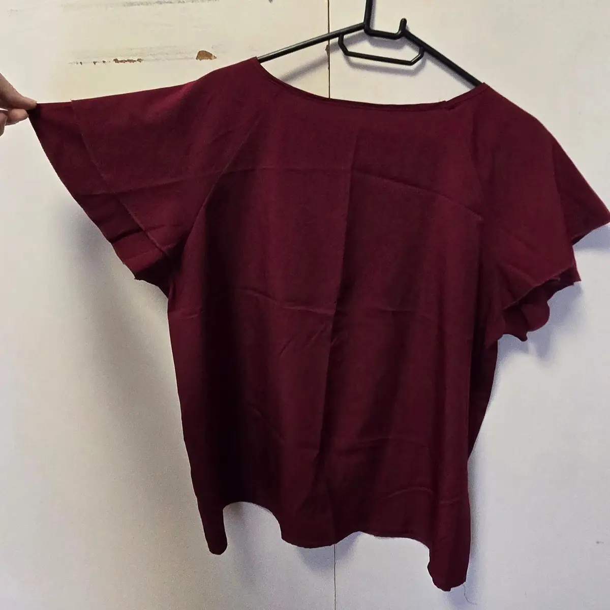 Shein Maroon Layered Ruffle Sleeve Top XL