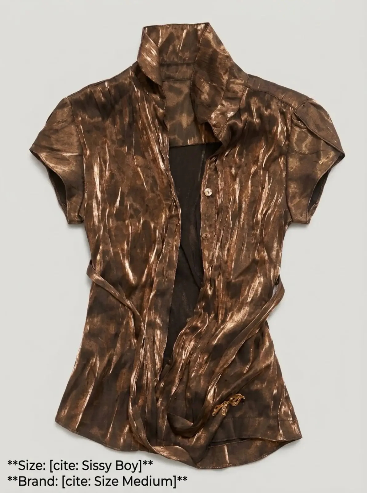 Sissy Boy Bronze Metallic Short Sleeve Top
