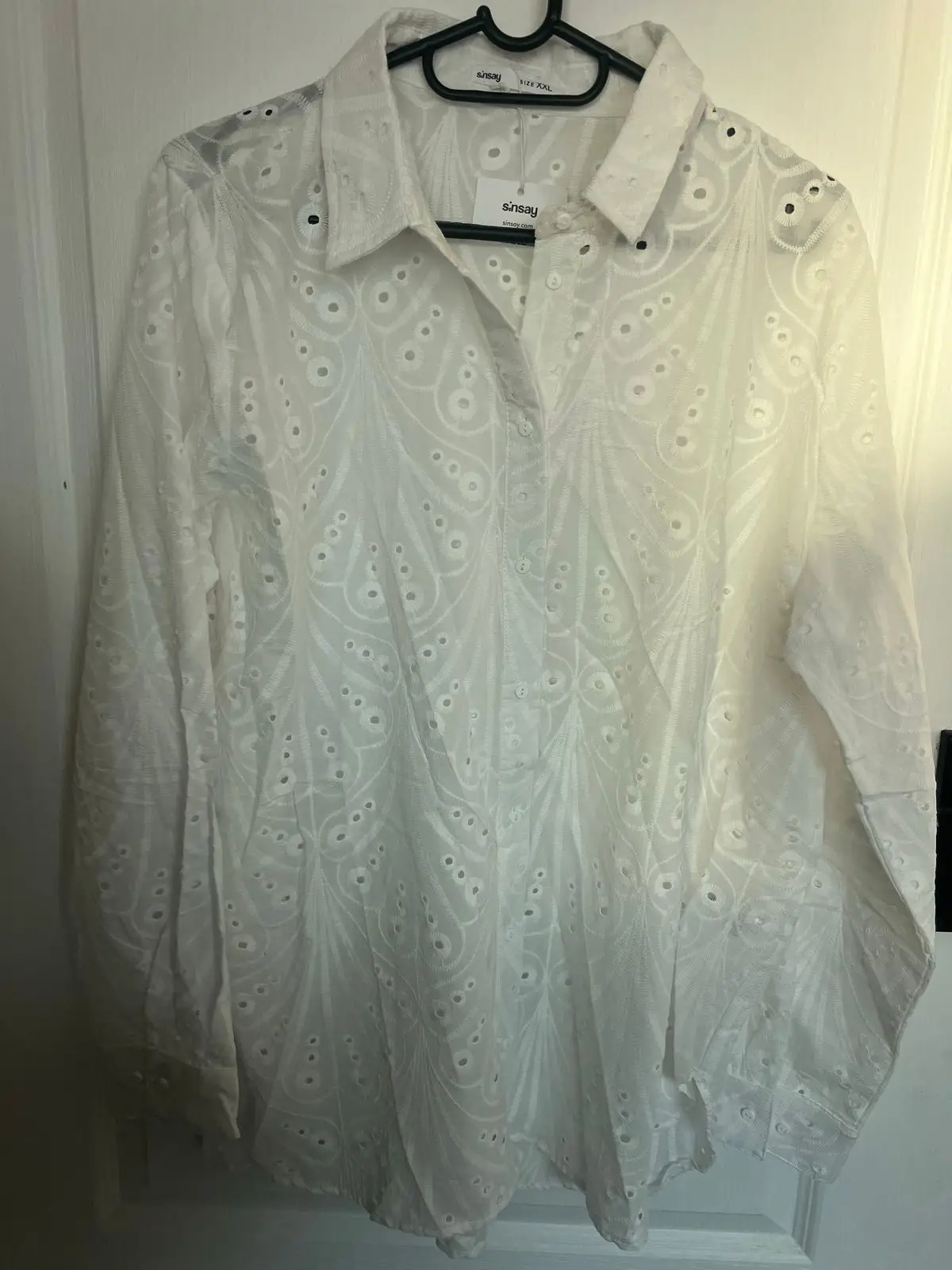 Sinsay White Button Down Shirt Size 2XL