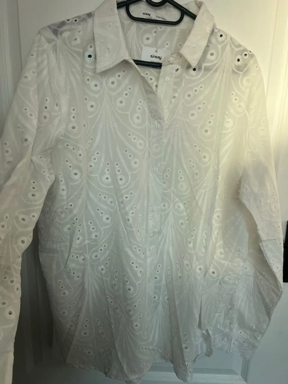 Sinsay White Button Down Shirt Size 2XL