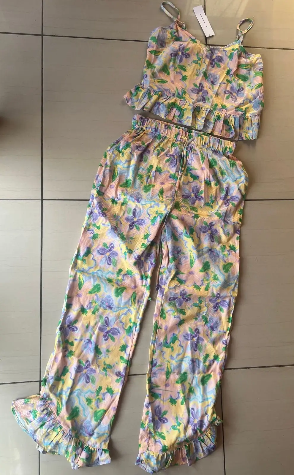 Topshop Floral Crop Top and Pants Set
