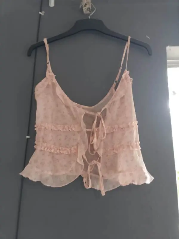Mr Price Pink Floral Sheer Tie-Front Camisole Top
